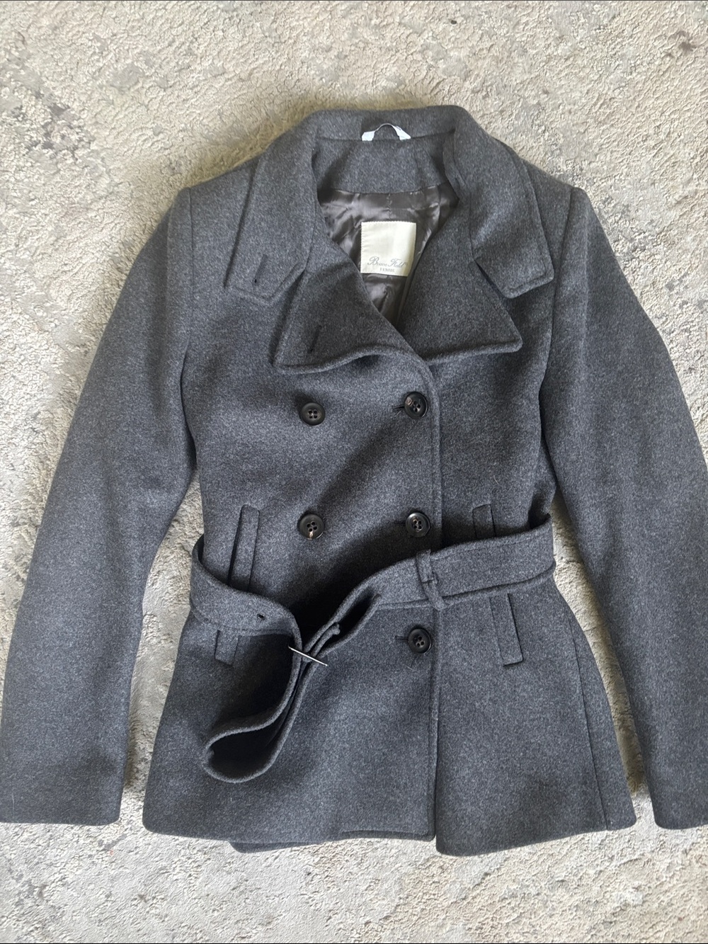 Bruce Field FEMME Charcoal Made in a Italy WoolPeacoat  5% cashmere